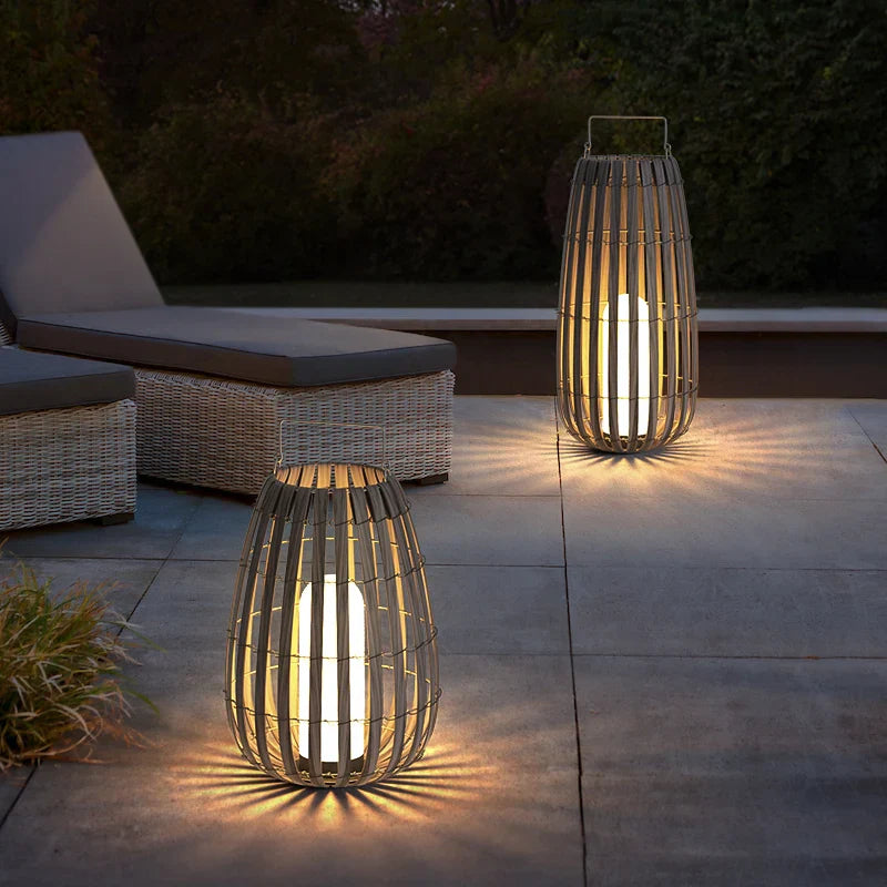 RattanGlow Garten Rattan Lampe | Umweltfreundliche Solarleuchte | Dekorative Beleuchtung für Außenbereiche