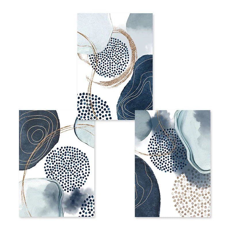 BohoBlush Aquarell Poster | Abstrakter Leinwanddruck in Beige, Rosa & Gold | Geometrische Wandkunst für Wohnzimmer & Dekoration