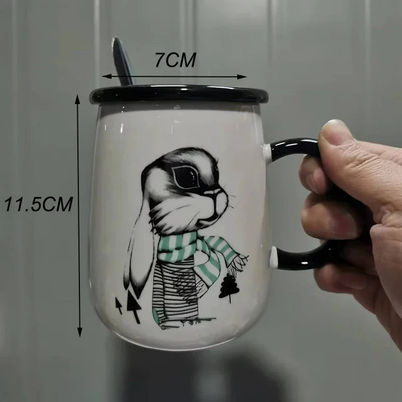 CupBuddy Niedliche Cartoon-Keramiktasse | Kaffeetasse & Milchteebecher | Frühstückstasse als Geschenkidee & Trinkgeschirr