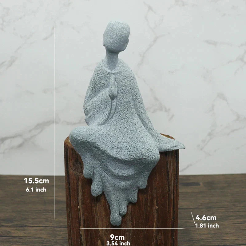 TranquilStone Buddha Figuren Set | Meditative Mönchs Statuen | Zen Garten Dekoration | Achtsamkeit & Feng Shui Deko für Zuhause