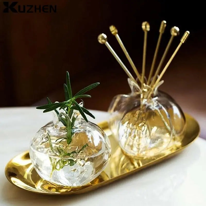 PomeGlass Granatapfel Glasvase | Wohnkultur | Kreative Obstvase | Raumdeko | Blumenvase für Zuhause