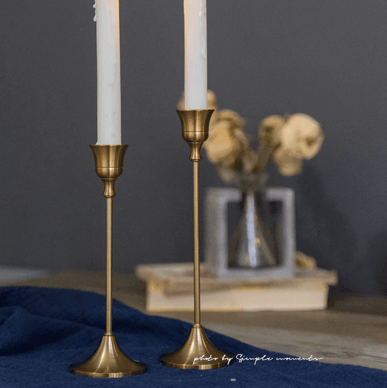 LuxeCandle Bronze Kerzenhalter im klassischen Design | Stabkerzenhalter | Elegante Tischdekoration
