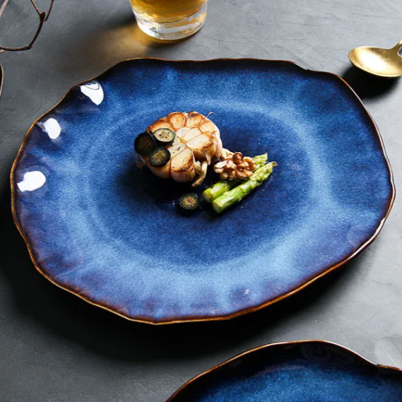 TerraViva Laguna Teller Set | 4-teiliges Keramik-Set | Handgefertigte Design-Teller