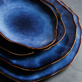 TerraViva Laguna Teller Set | 4-teiliges Keramik-Set | Handgefertigte Design-Teller