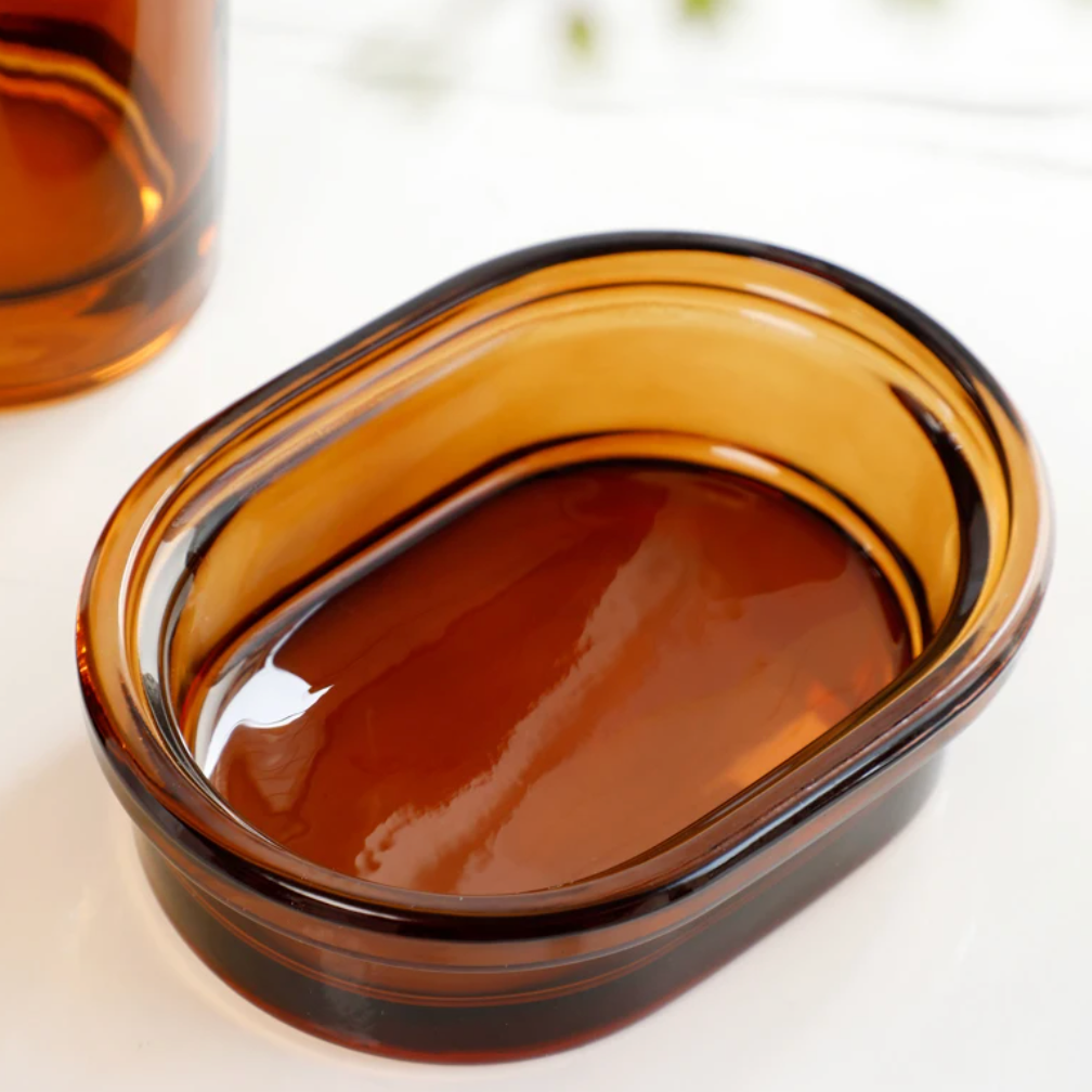 AquaSet Glas Badezimmer-Set | 4-teilig | Elegantes Apotheker-Design | Seifenspender, Zahnbürstenhalter & Zubehör