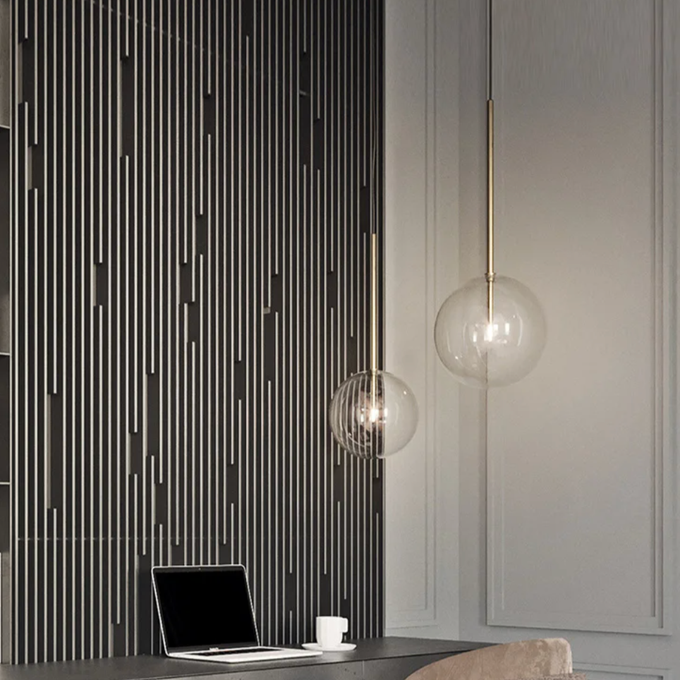 VioraGlobe Nordic Glas Pendelleuchte | Kugelform | Elegantes Design | Perfekt für Esszimmer & Wohnzimmer