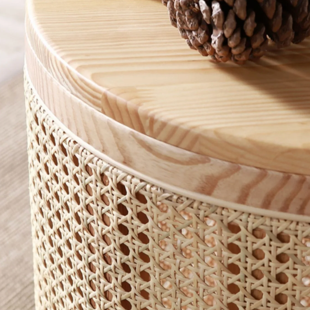 EcoHaven Holz Beistelltisch mit Stauraum | Stilvoller und Funktionaler Wohnzimmertisch | Skandinavisches Design