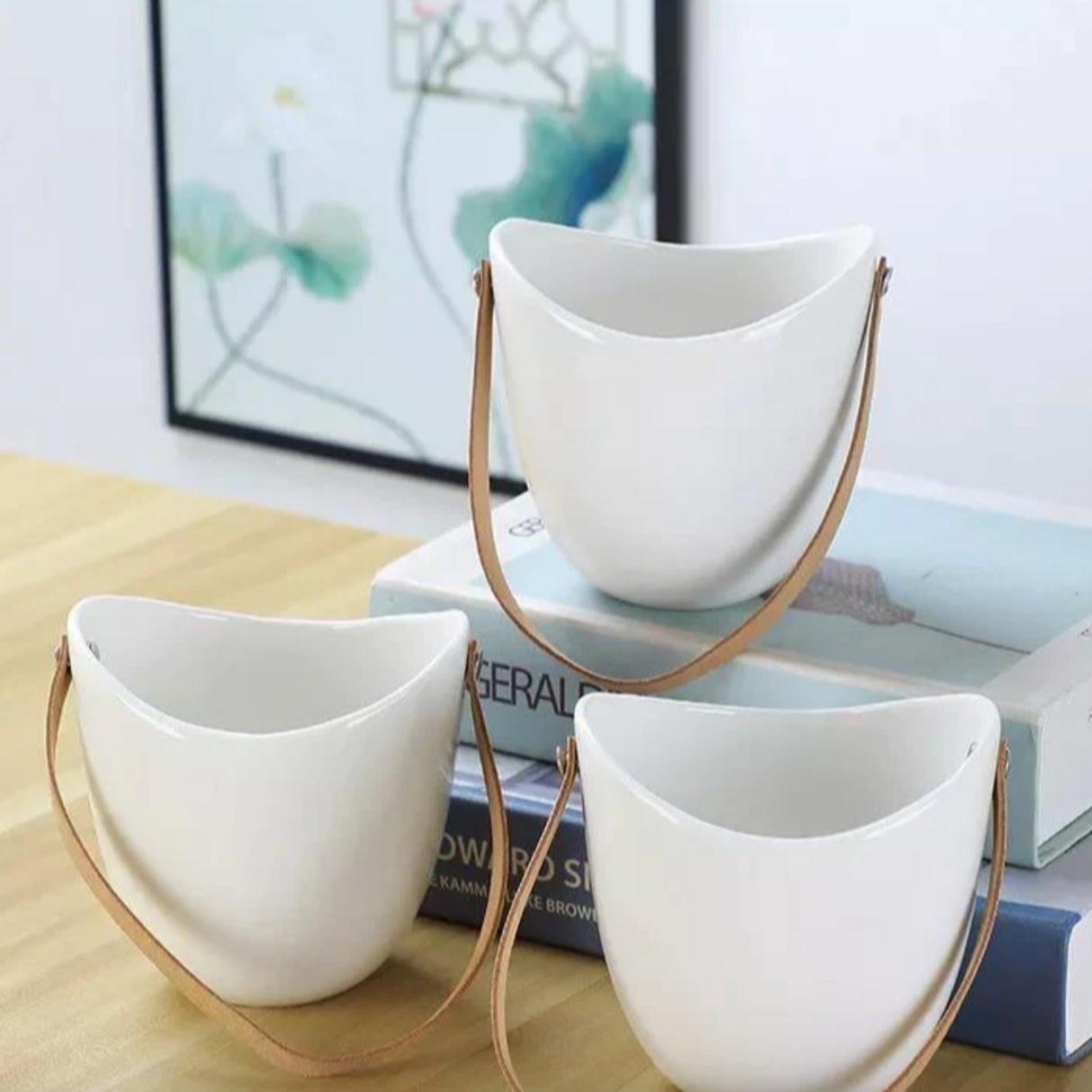 HavenBloom Keramik Hängepflanzgefäß 3er-Set | Dekorative Blumentöpfe | Stilvolle Pflanzenhalter für Zuhause