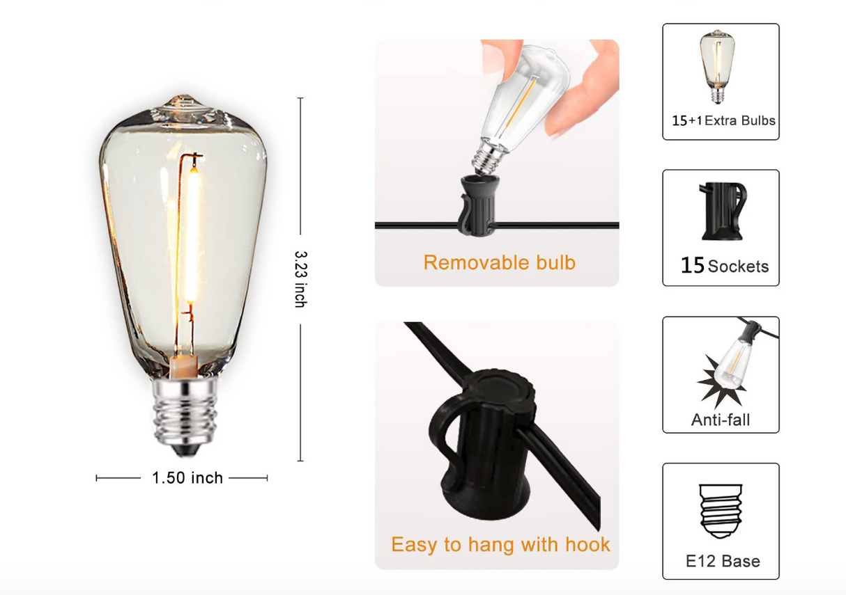 GlowTough Outdoor Lichterkette | Bruchsichere LED Lichter | Wasserdicht | Dekor für Garten & Terrasse