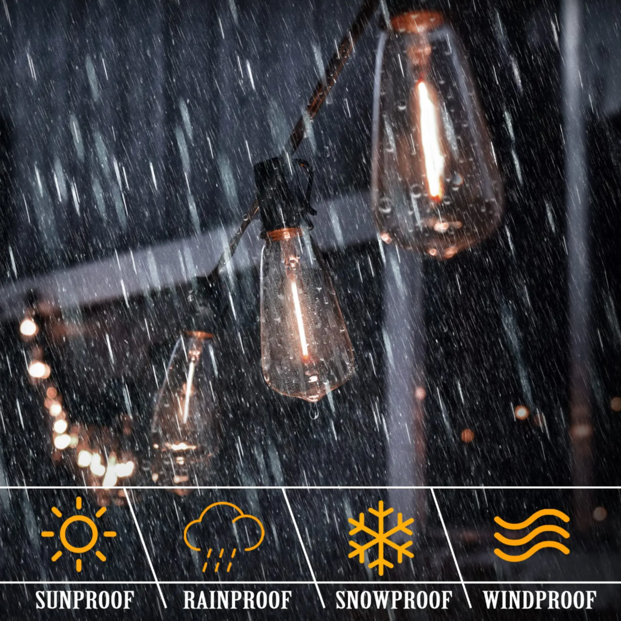 GlowTough Outdoor Lichterkette | Bruchsichere LED Lichter | Wasserdicht | Dekor für Garten & Terrasse