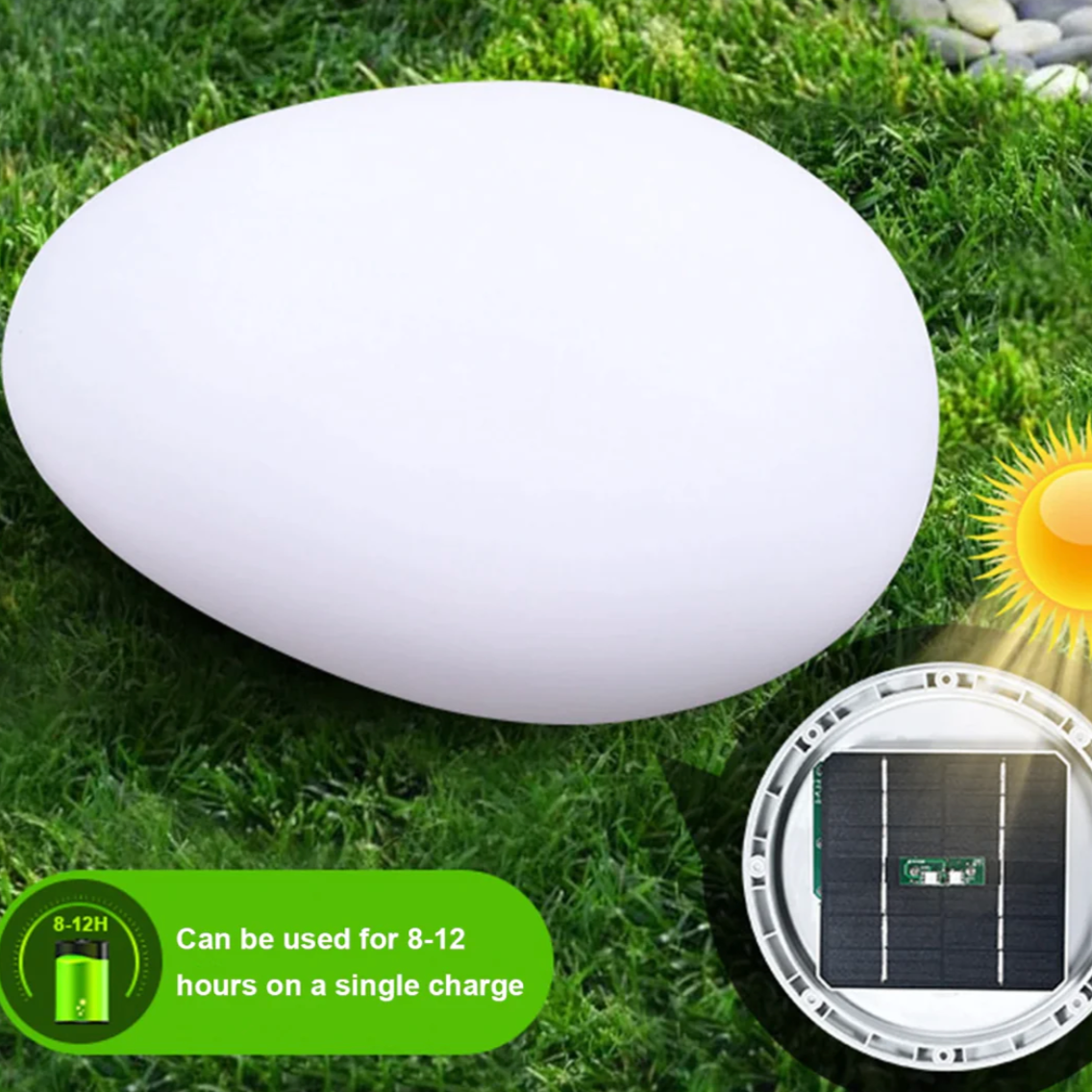 SunStone Solar Gartensteine | LED-beleuchtete Terrassensteine | Solarbetrieben | Nachhaltige Beleuchtung für draußen