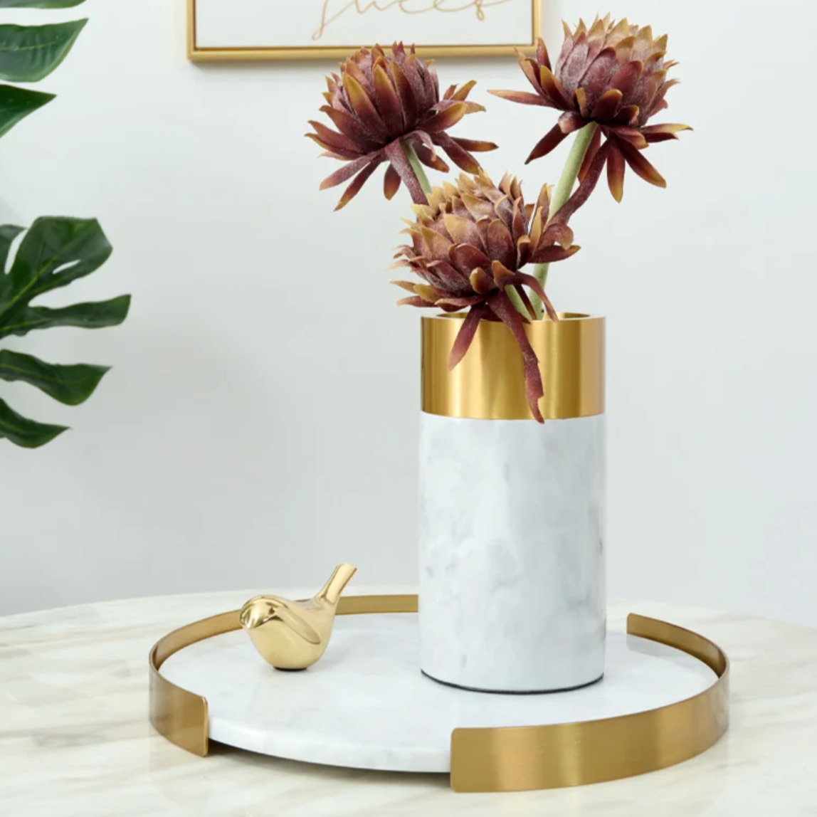 MarbellaLux Natur-Marmor Serviertablett | Luxuriöse Dekoration | Hochwertig & Zeitlos | Perfekt für Küche & Wohnzimmer