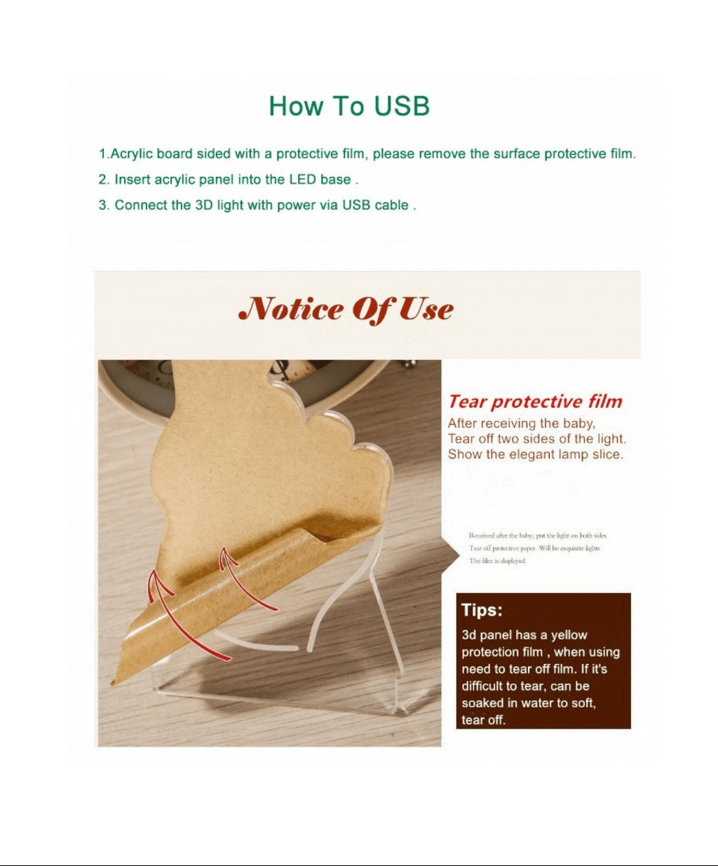 DinoLume 3D Acryl LED Nachtlicht | Baby-Dinosaurier | USB Lampe für Kinderzimmer, Geschenke & Dekoration