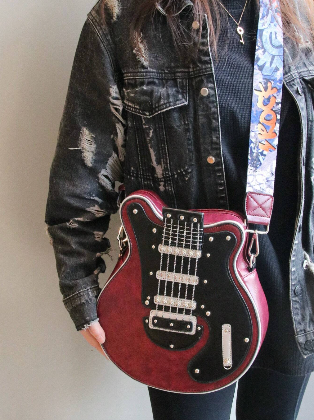 GuitarHero Vintage Retro Gitarren-Crossbody-Tasche | Rockiger Look | Modische Umhängetasche