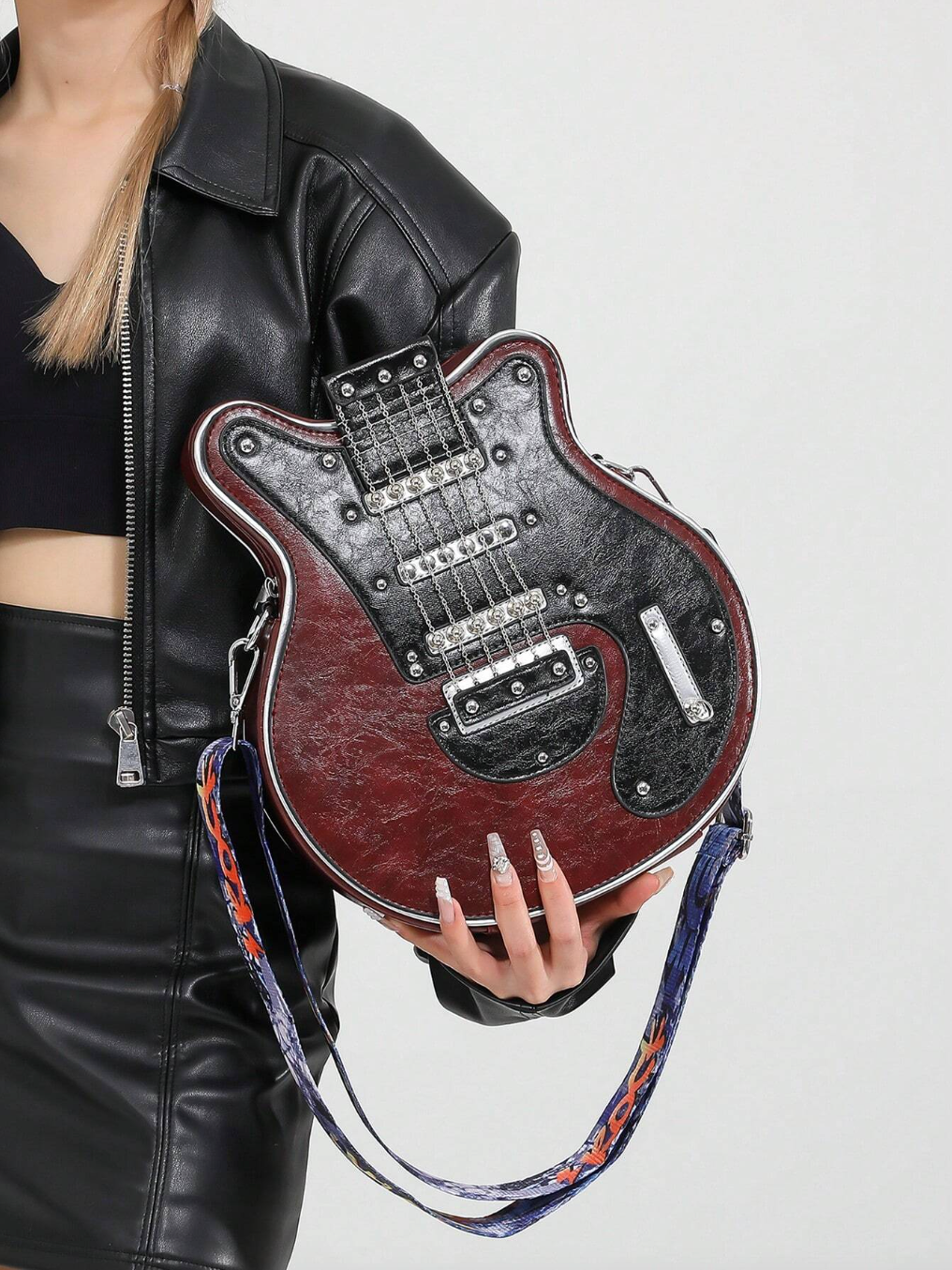 GuitarHero Vintage Retro Gitarren-Crossbody-Tasche | Rockiger Look | Modische Umhängetasche
