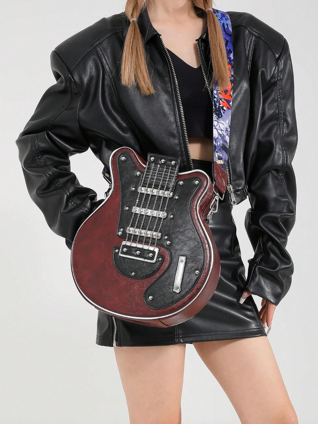 GuitarHero Vintage Retro Gitarren-Crossbody-Tasche | Rockiger Look | Modische Umhängetasche