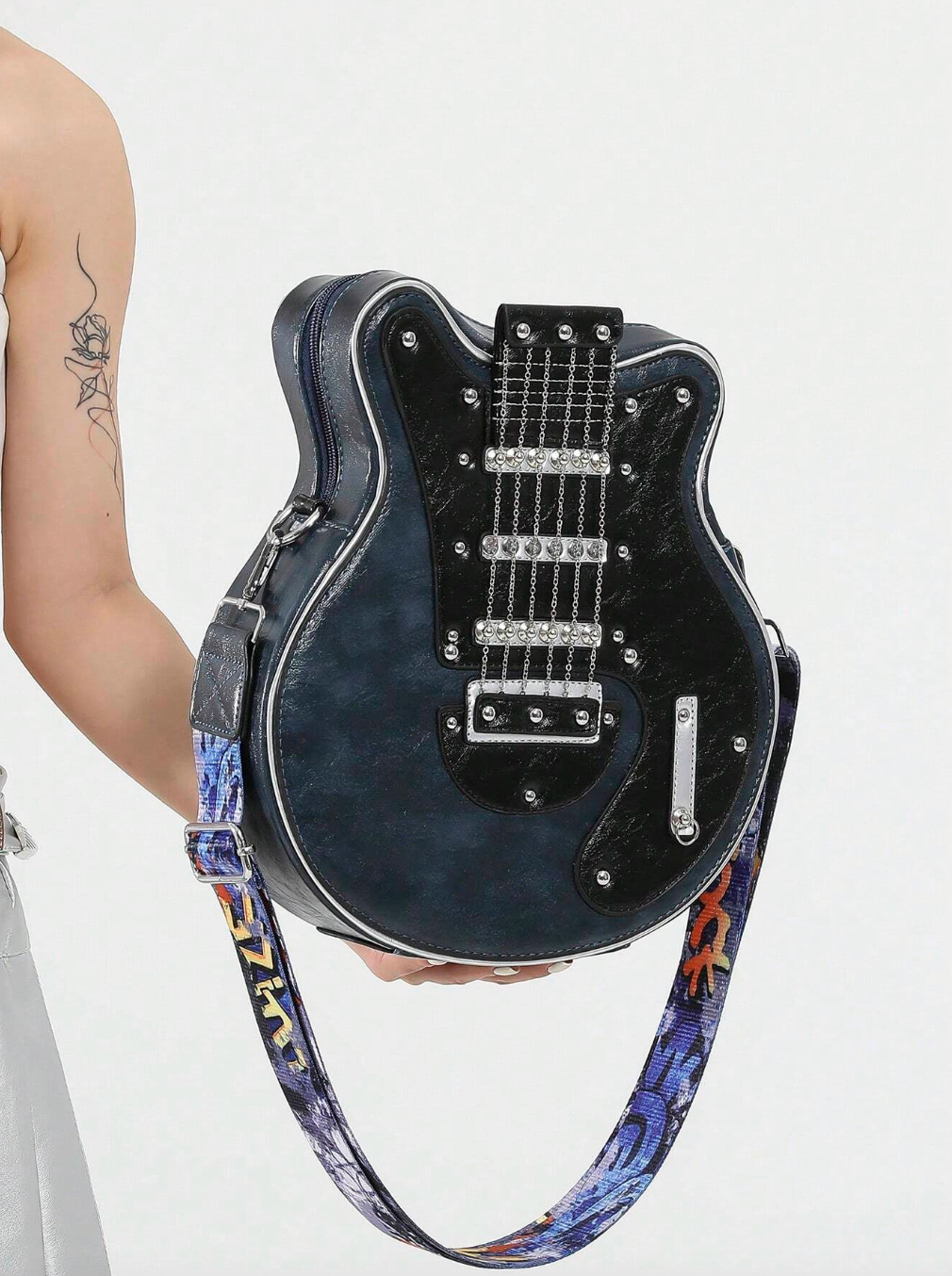 GuitarHero Vintage Retro Gitarren-Crossbody-Tasche | Rockiger Look | Modische Umhängetasche