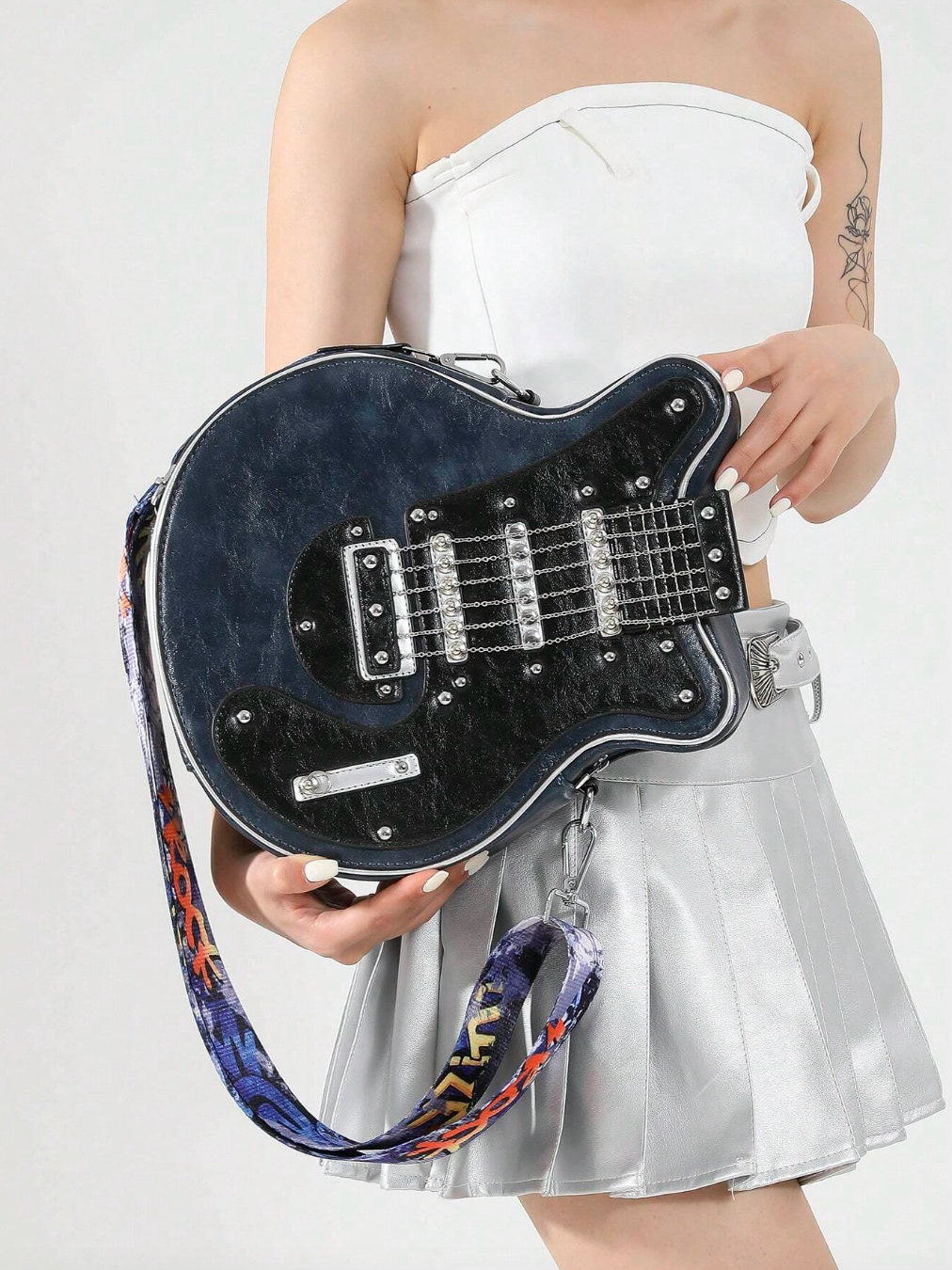 GuitarHero Vintage Retro Gitarren-Crossbody-Tasche | Rockiger Look | Modische Umhängetasche