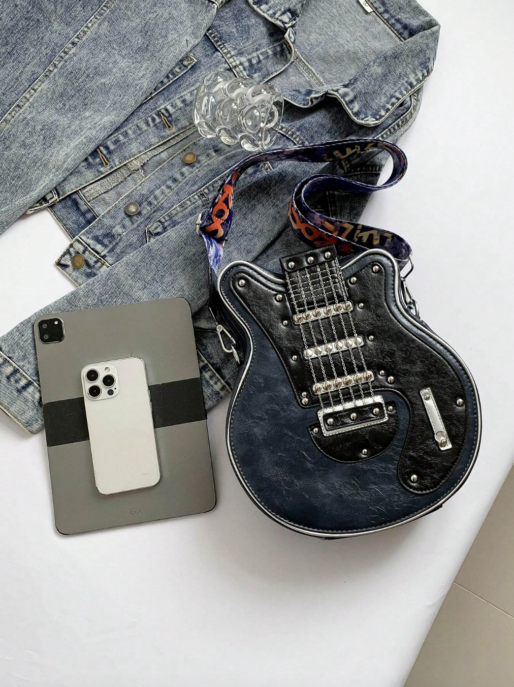 GuitarHero Vintage Retro Gitarren-Crossbody-Tasche | Rockiger Look | Modische Umhängetasche