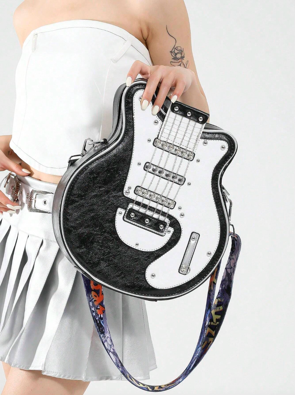 GuitarHero Vintage Retro Gitarren-Crossbody-Tasche | Rockiger Look | Modische Umhängetasche