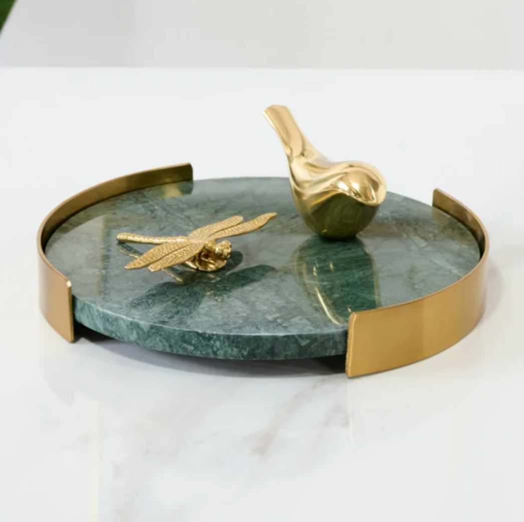 MarbellaLux Natur-Marmor Serviertablett | Luxuriöse Dekoration | Hochwertig & Zeitlos | Perfekt für Küche & Wohnzimmer