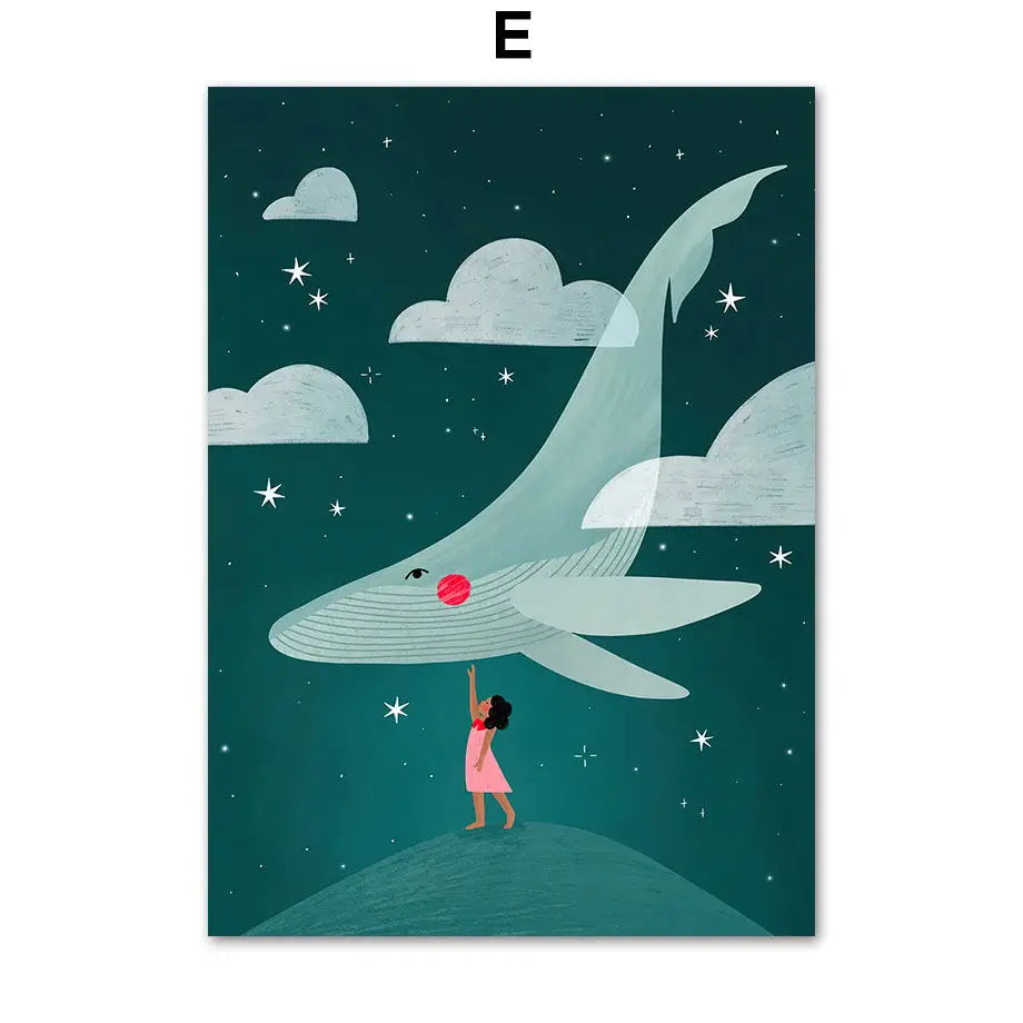 ArtWave Nordische Tierkunst-Leinwand | Wal Delfin Leopard | Poster und Drucke | Wohnzimmer Wanddeko