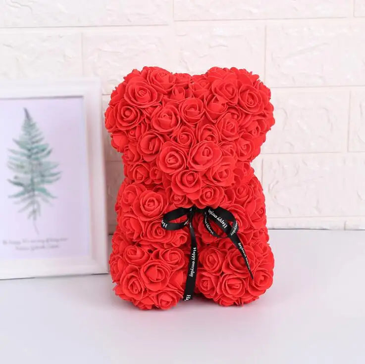 RoseTeddy Rosenbär 25 cm | Künstliche Schaumstoff-Rosen | Perfektes Valentinstagsgeschenk & Party-Dekoration