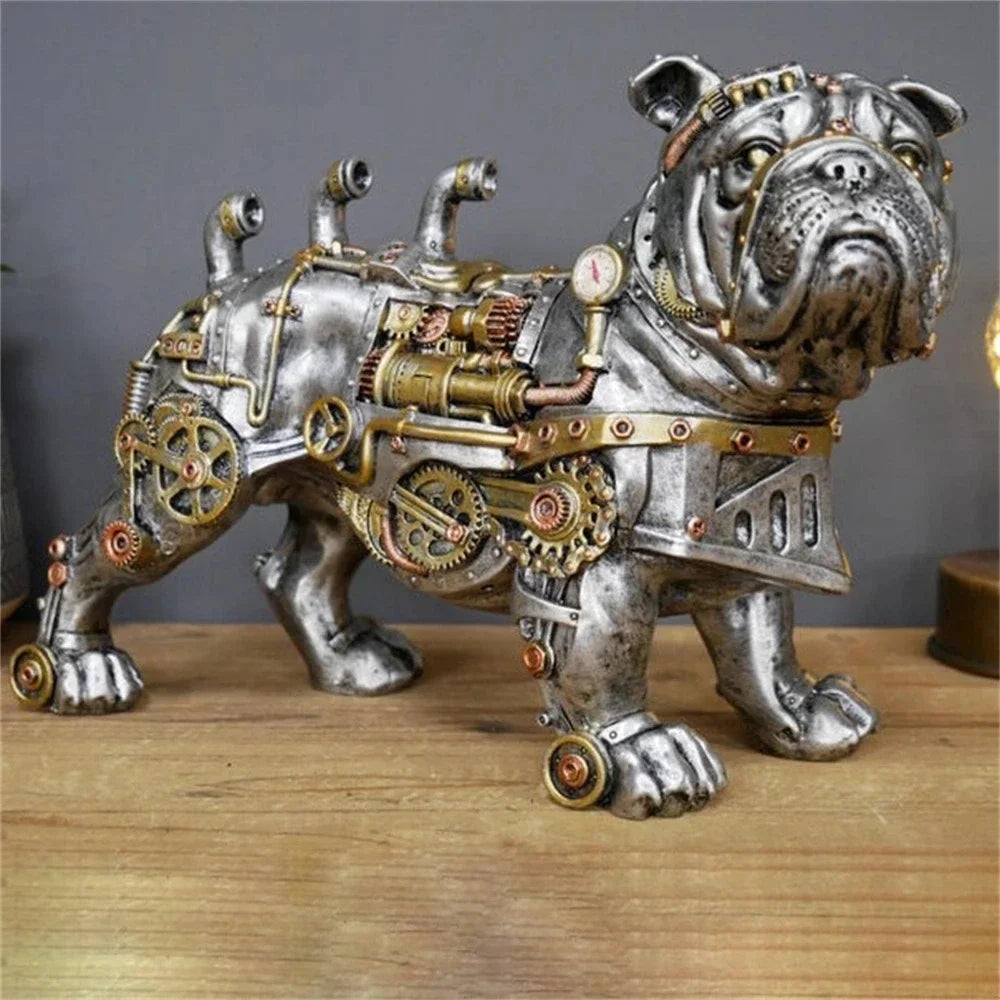GearMorph Steampunk Tierfigur aus Harz | Industriestil Tischdeko | Mechanischer Drache, Elefant & Schnecke | Kunstvolle Deko für Zuhause