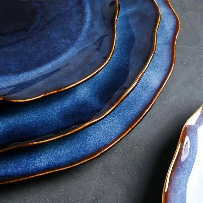 TerraViva Laguna Teller Set | 4-teiliges Keramik-Set | Handgefertigte Design-Teller