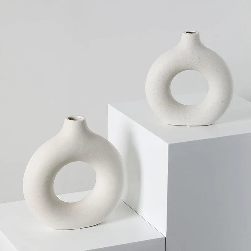HaloArt Deko-Vase 2er-Set | Minimalistische Keramikvasen | Moderne Wohndekoration