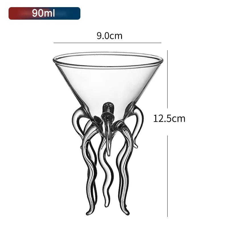 AquaSpirits Kreatives Cocktailglas | Transparentes Design mit Strohhalm | Pufffisch, Oktopus, Schwan & Vogel | Perfekt für Party & Bar