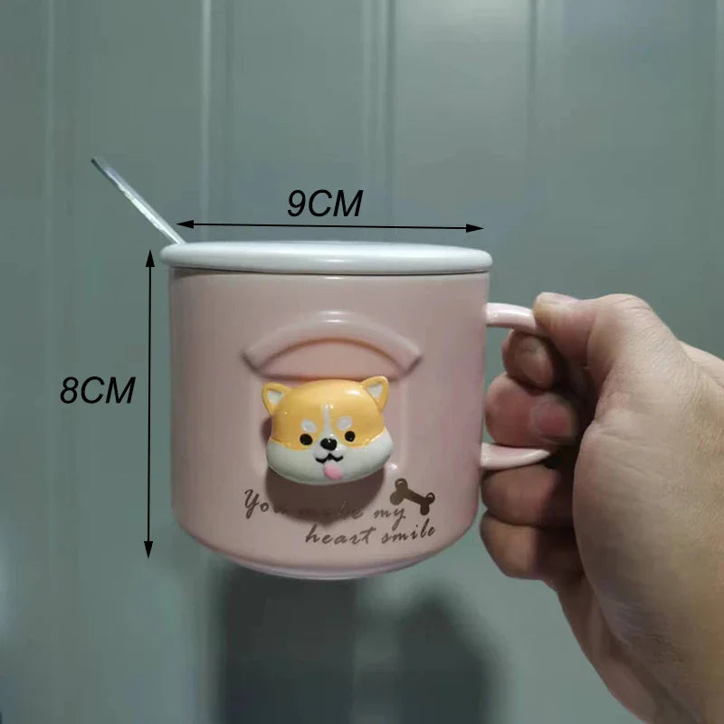 CupBuddy Niedliche Cartoon-Keramiktasse | Kaffeetasse & Milchteebecher | Frühstückstasse als Geschenkidee & Trinkgeschirr