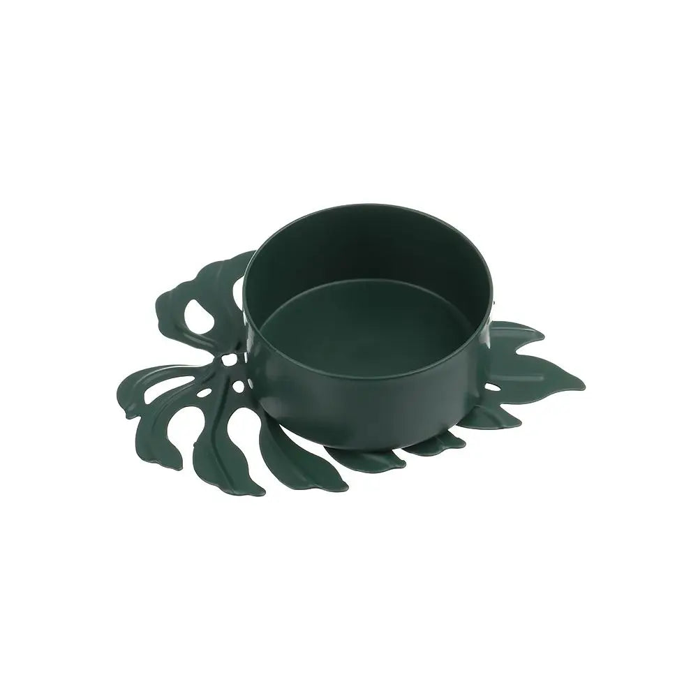 LumiLeaf Monstera Kerzenhalter aus Eisen | Gold & Grün | Tropisches Design | Wohn- und Tischdeko