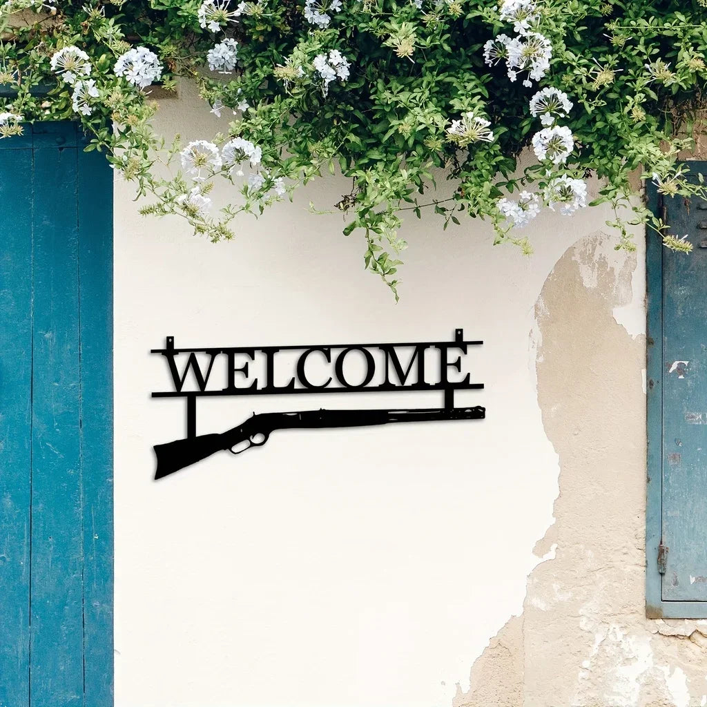 HuntArt Metall Welcome Schild | Jagd Deko | Wandkunst für Zuhause | Metall Wanddekoration