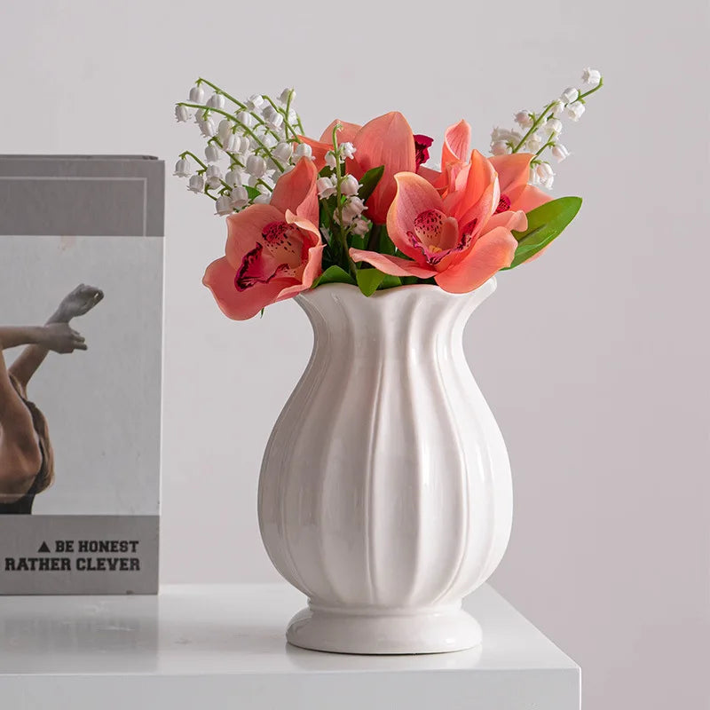 Vasea Nordic Große Keramikvase | Minimalistische Trockenblumenvase | Tisch- & Wohnzimmereinrichtung für Blumenarrangements