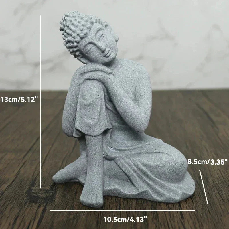 TranquilStone Buddha Figuren Set | Meditative Mönchs Statuen | Zen Garten Dekoration | Achtsamkeit & Feng Shui Deko für Zuhause