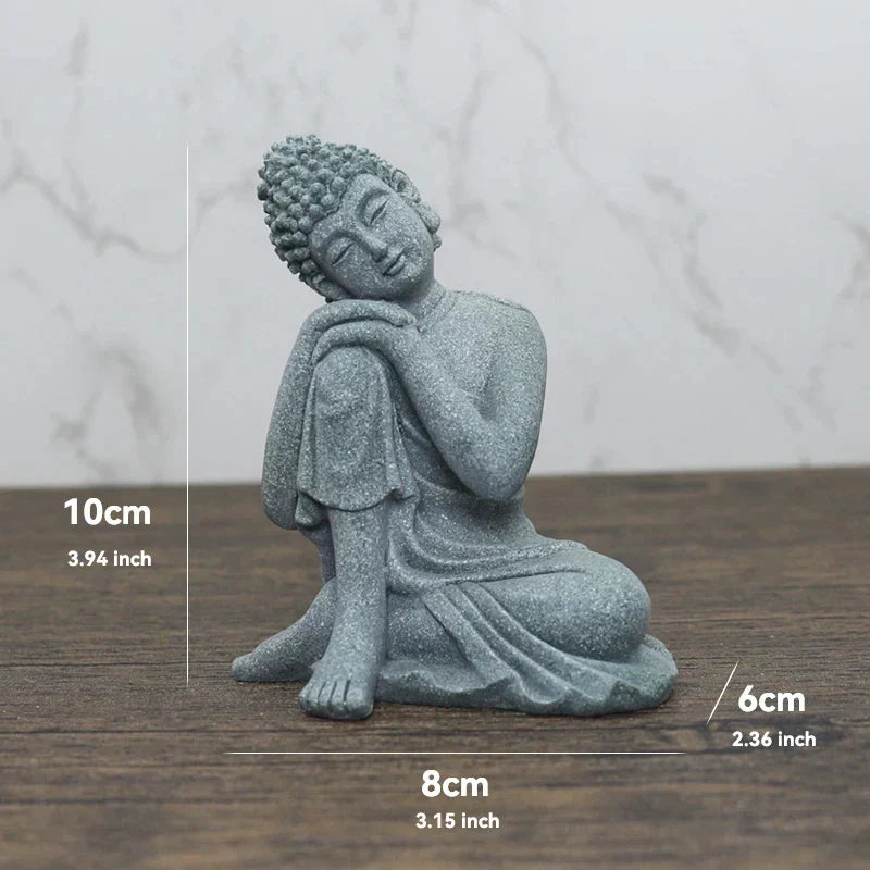 TranquilStone Buddha Figuren Set | Meditative Mönchs Statuen | Zen Garten Dekoration | Achtsamkeit & Feng Shui Deko für Zuhause