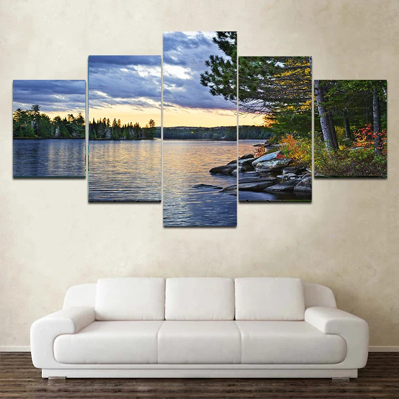 EcoHarmony Natur Leinwand 5er-Set | Wandkunst | Natürliche Eleganz | Wohn- und Bürodekoration