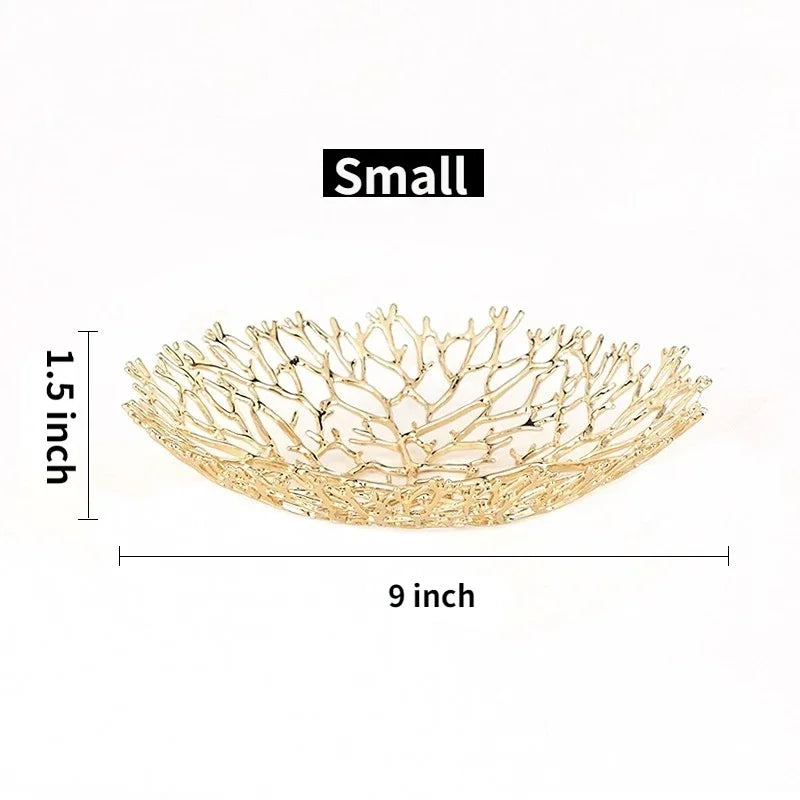 CoralBloom Metall Dekoschale | Korallen-Design | Elegante Tischdekoration | Perfekt für Zuhause