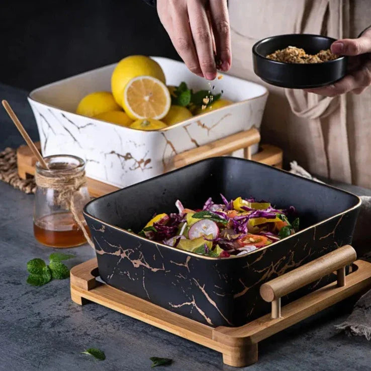 Marbella Marmorschale | Elegante Servierschale | Dekorative Schüssel für Zuhause