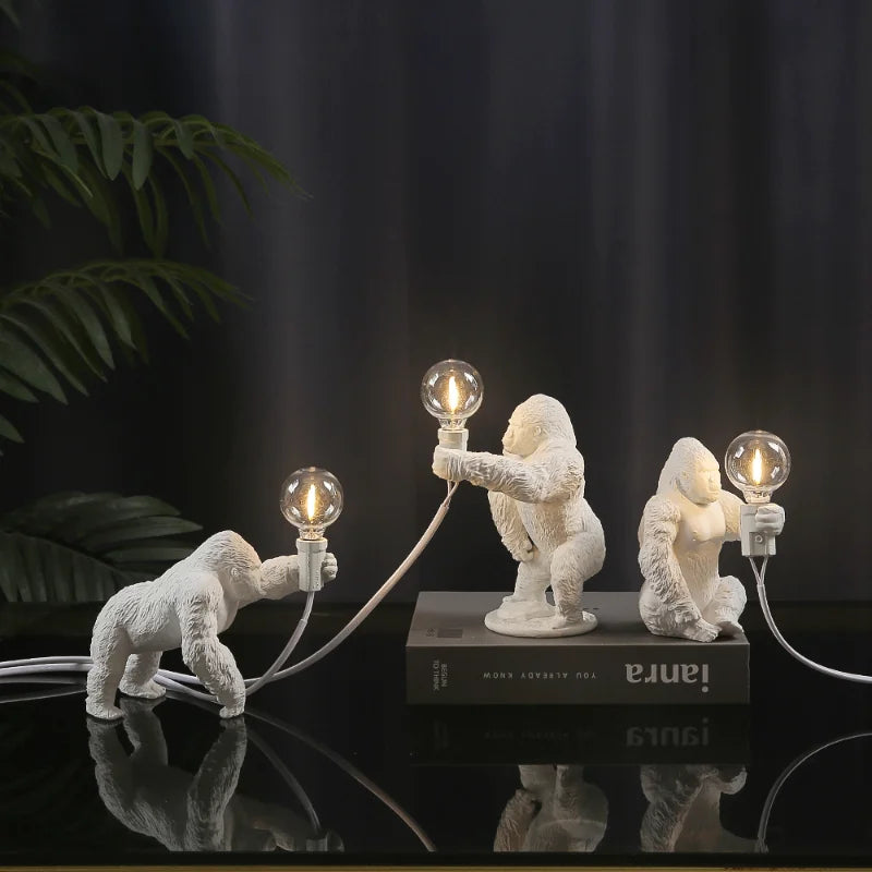 PrimalGlow Gorilla Tischlampe | LED Nachtleuchte | Tierische Tischbeleuchtung für Zuhause