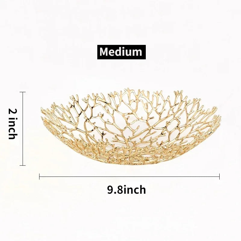 CoralBloom Metall Dekoschale | Korallen-Design | Elegante Tischdekoration | Perfekt für Zuhause