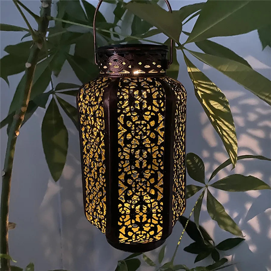 DecoGlow Art Deco Solarlaterne | Elegante Gartenbeleuchtung | Nachhaltige LED-Lampe | Dekoratives Licht für Außen