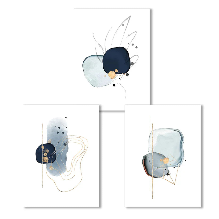 BohoBlush Aquarell Poster | Abstrakter Leinwanddruck in Beige, Rosa & Gold | Geometrische Wandkunst für Wohnzimmer & Dekoration