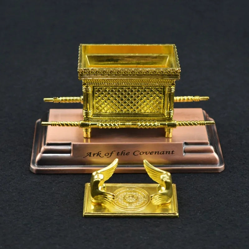 CovenantCraft Replik der Bundeslade | Vergoldete Statue mit Inhalt | Metallhandwerk Ornament für Wohnzimmer & Zuhause