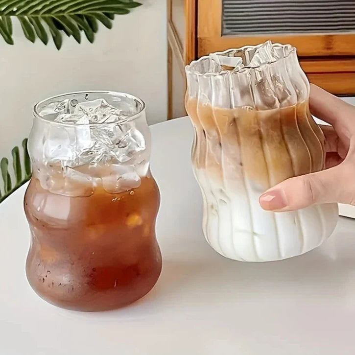 ThermaTumbler Hitzebeständige Gläser Set | 4-teilig | Geriffeltes Design | Doppelwandig | Stilvolle Trinkgläser