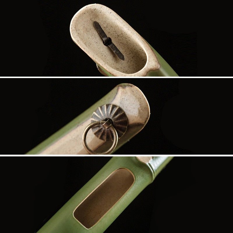 ZenCraft Wandvase aus Bambus & Keramik | Minimalistisches Design für Trockenblumen & Hydrokultur | Stilvolle Wanddeko für Wohnzimmer