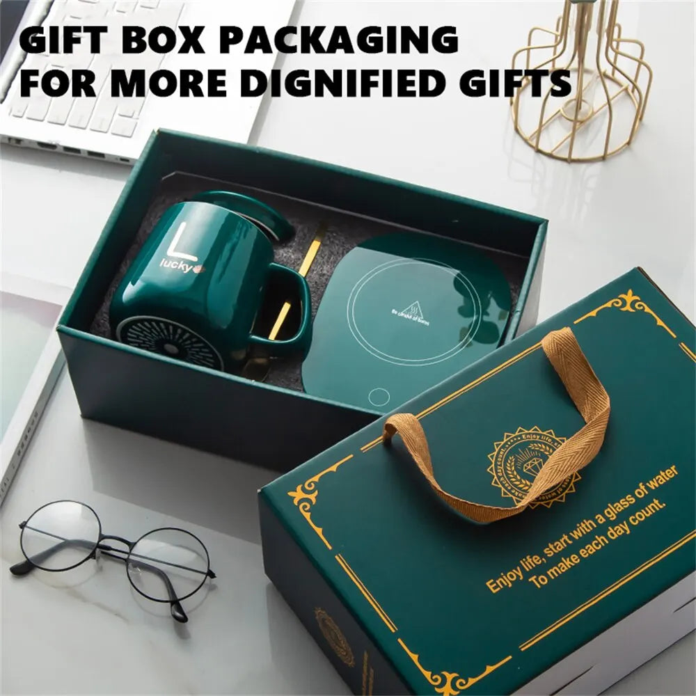 ThermoGlow Smart Becher Set mit Keramikheizung | Tassenwärmer | Elektrischer Untersetzer für Kaffee & Tee