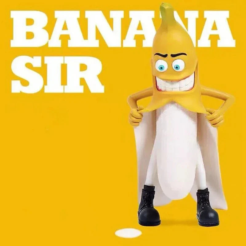 QuirkCraft Banana Sir Dekofigur | Kreatives Kunsthandwerk für Desktop & Wohnzimmer | Stilvolle Tischdekoration