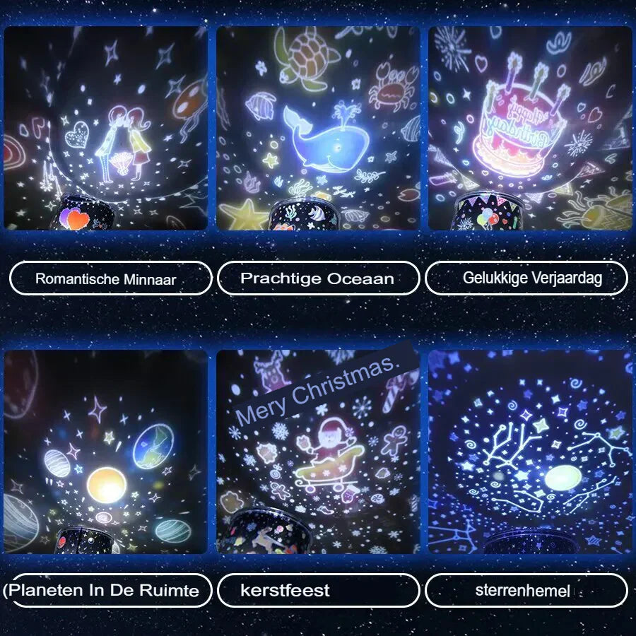 StarDreams Sternenhimmel Projektorlampe für Kinder | Magisches Nachtlicht | Rotierende Lichteffekte | Perfekt fürs Kinderzimmer